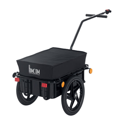 Bicycle Trailer Cargo Trailer with Protective Cover, Transport Trolley Loadable up to 40 kg, Transport Trailer Trailer for Bicycle Handcart 144 x 59 x 80 cm