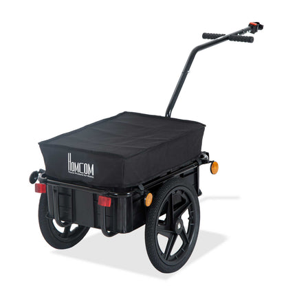 Bicycle Trailer Cargo Trailer with Protective Cover, Transport Trolley Loadable up to 40 kg, Transport Trailer Trailer for Bicycle Handcart 144 x 59 x 80 cm