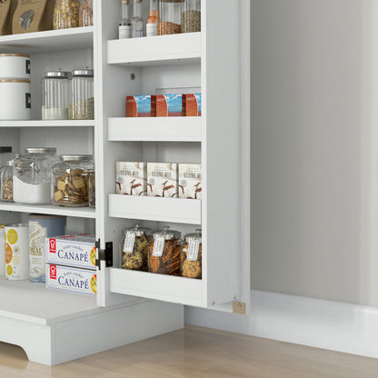 Kitchen Pantry Cabinet Kitchen Cabinet with 2 Doors and 16 Shelves Rustic Pantry with Adjustable Shelves for Dining Room Living Room 60x40x104 cm Cream
