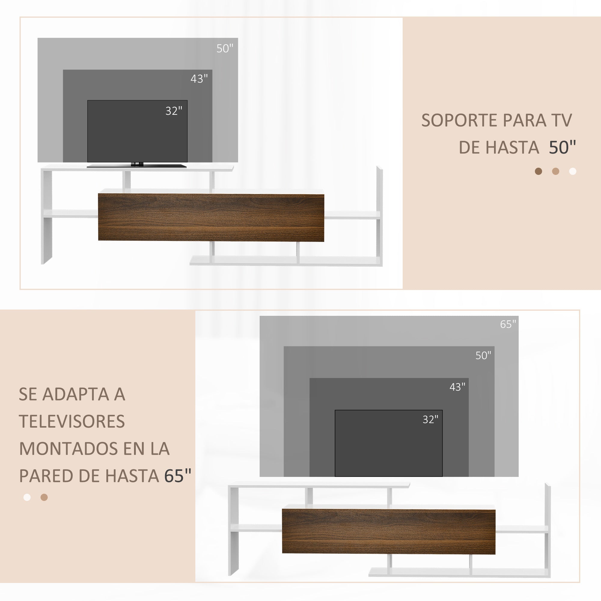 Living Room Furniture TV Stand Set for Wall-Mounted TVs up to 65" or Stand TVs up to 40" with TV Table 153.6x25x42 cm and Wall Shelf 150x14.5x16.3 cm White and Brown