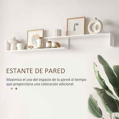 Living Room Furniture TV Stand Set for Wall-Mounted TVs up to 65" or Stand TVs up to 40" with TV Table 153.6x25x42 cm and Wall Shelf 150x14.5x16.3 cm White and Brown