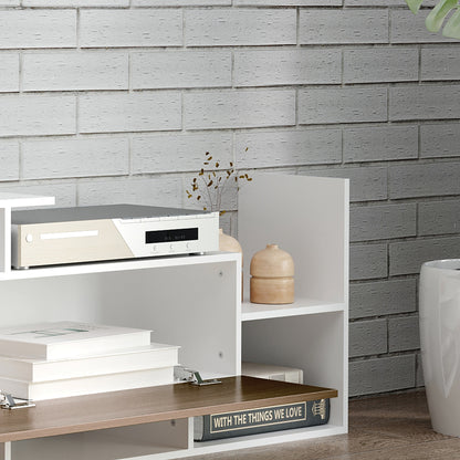 Living Room Furniture TV Stand Set for Wall-Mounted TVs up to 65" or Stand TVs up to 40" with TV Table 153.6x25x42 cm and Wall Shelf 150x14.5x16.3 cm White and Brown