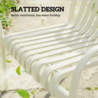 4-Pack Stackable Patio Chairs with Slatted Design & Armrests — Cream White, Ergonomic, 265 lb Capacity