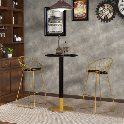 Round Bar Table Bistro Table High Dining Table Contemporary Style Steel Frame dim. 60L x 60W x 102H cm Black