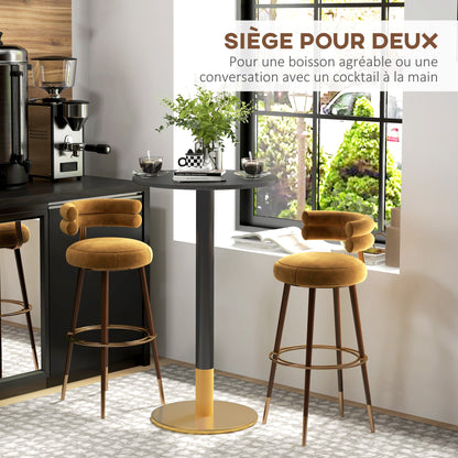 Round Bar Table Bistro Table High Dining Table Contemporary Style Steel Frame dim. 60L x 60W x 102H cm Black