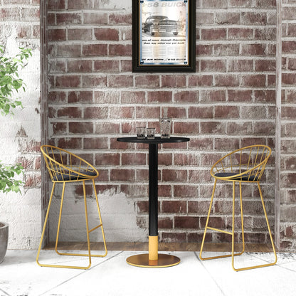 Round Bar Table Bistro Table High Dining Table Contemporary Style Steel Frame dim. 60L x 60W x 102H cm Black
