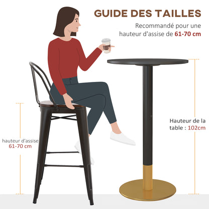 Round Bar Table Bistro Table High Dining Table Contemporary Style Steel Frame dim. 60L x 60W x 102H cm Black