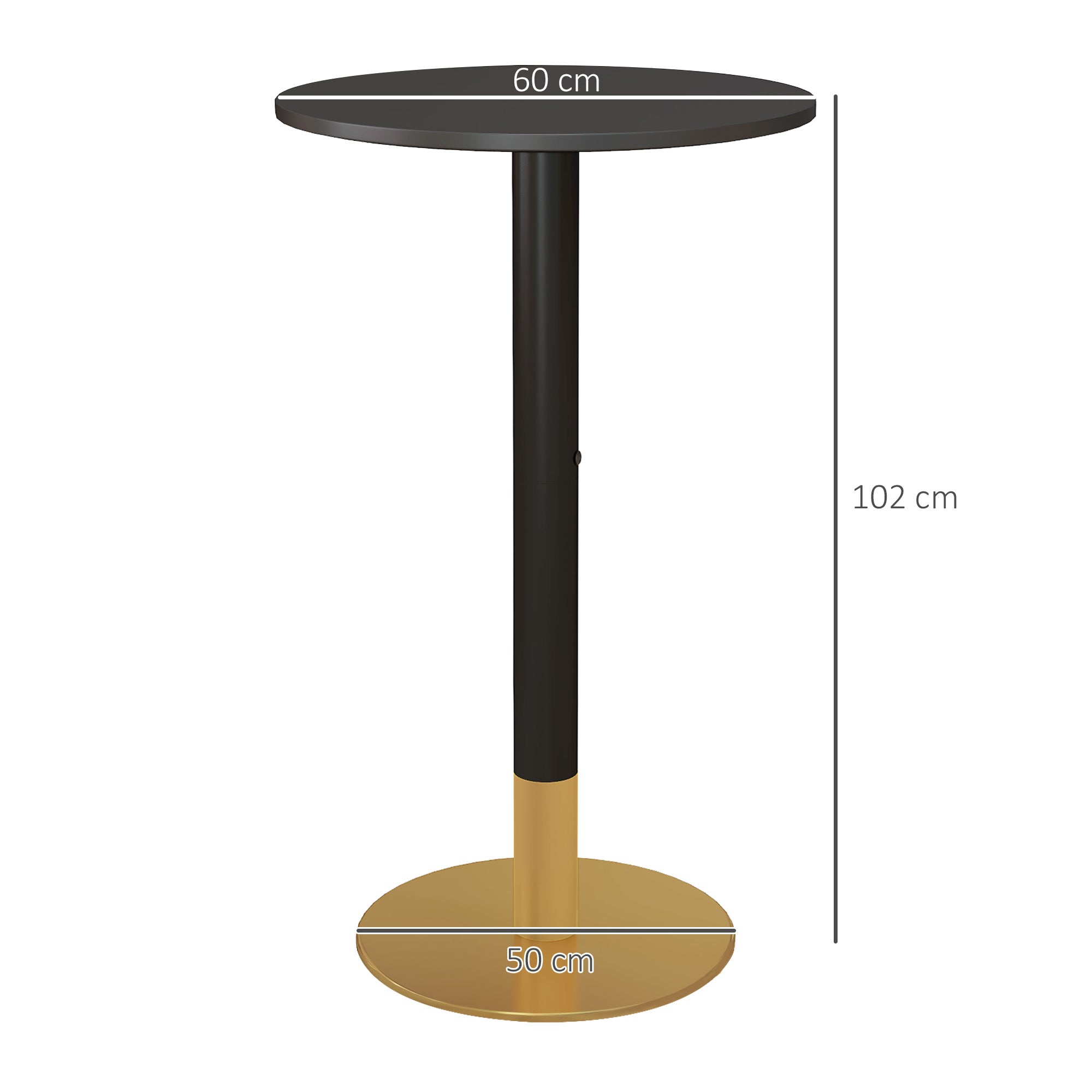 Round Bar Table Bistro Table High Dining Table Contemporary Style Steel Frame dim. 60L x 60W x 102H cm Black