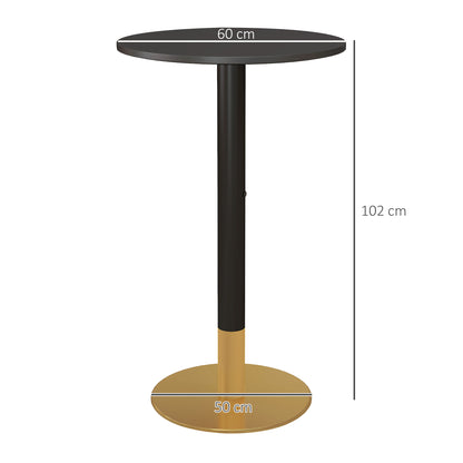 Round Bar Table Bistro Table High Dining Table Contemporary Style Steel Frame dim. 60L x 60W x 102H cm Black