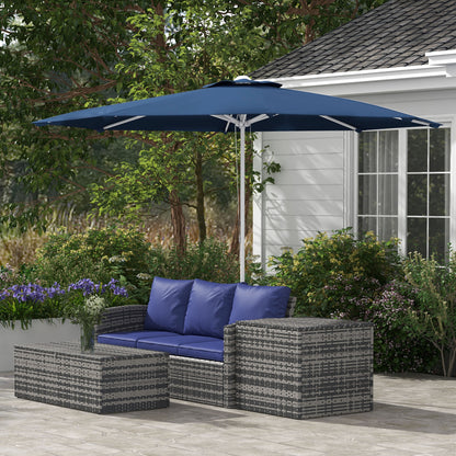 Adjustable Height Garden Umbrella with Air Vent, Outdoor Umbrella in Metal and Polyester, Ø292x242 cm, Dark Blue