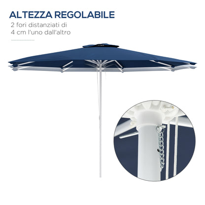 Adjustable Height Garden Umbrella with Air Vent, Outdoor Umbrella in Metal and Polyester, Ø292x242 cm, Dark Blue