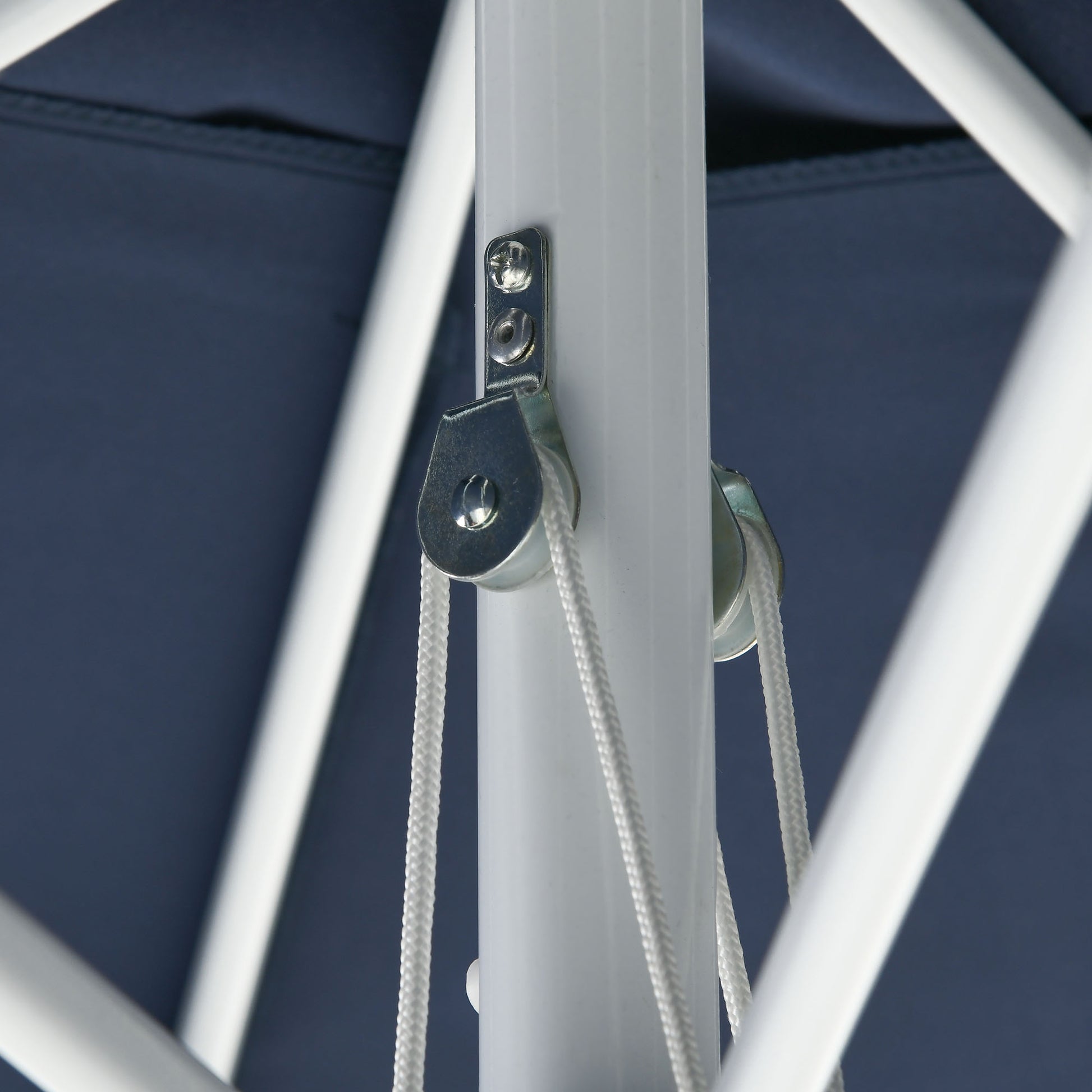 Adjustable Height Garden Umbrella with Air Vent, Outdoor Umbrella in Metal and Polyester, Ø292x242 cm, Dark Blue