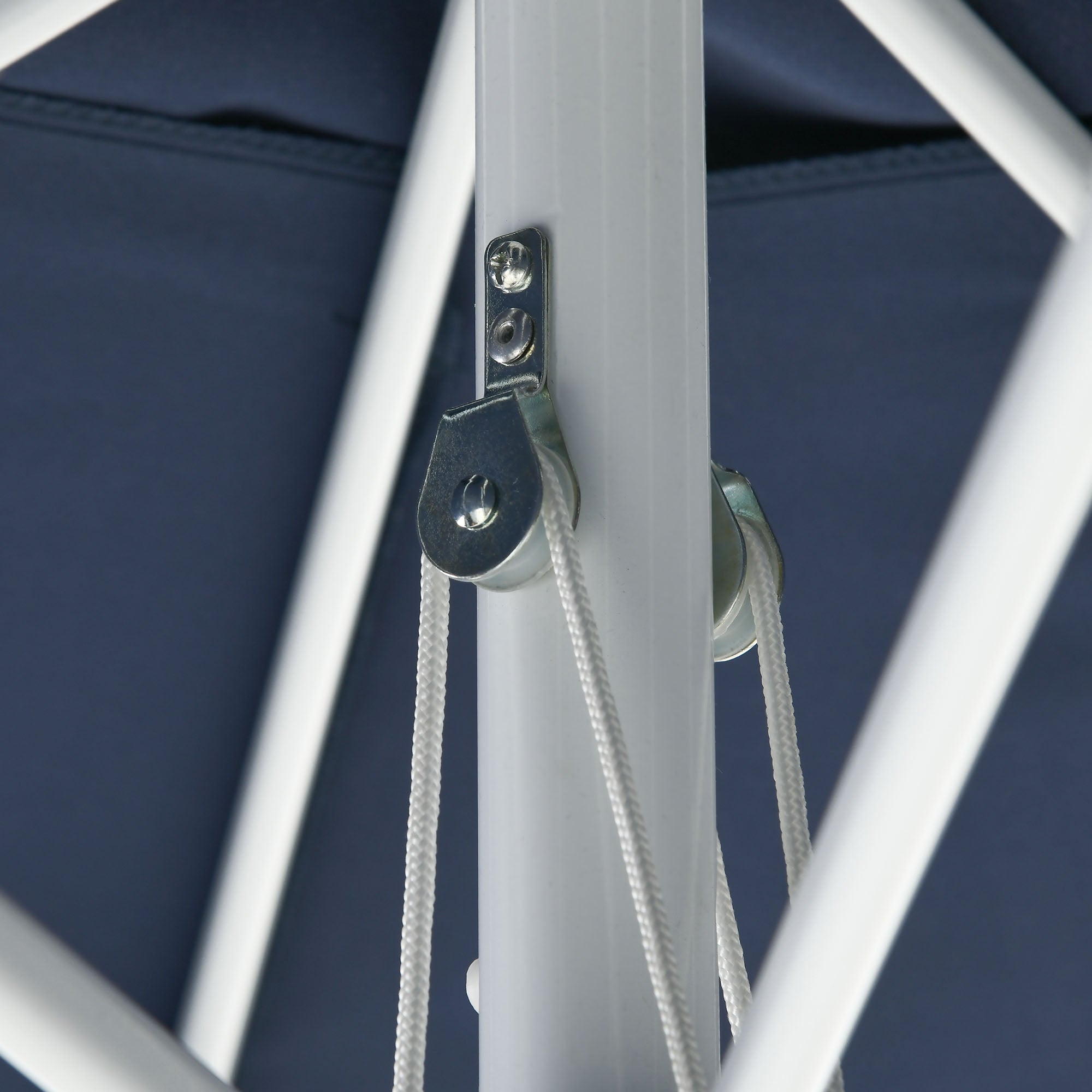 Adjustable Height Garden Umbrella with Air Vent, Outdoor Umbrella in Metal and Polyester, Ø292x242 cm, Dark Blue
