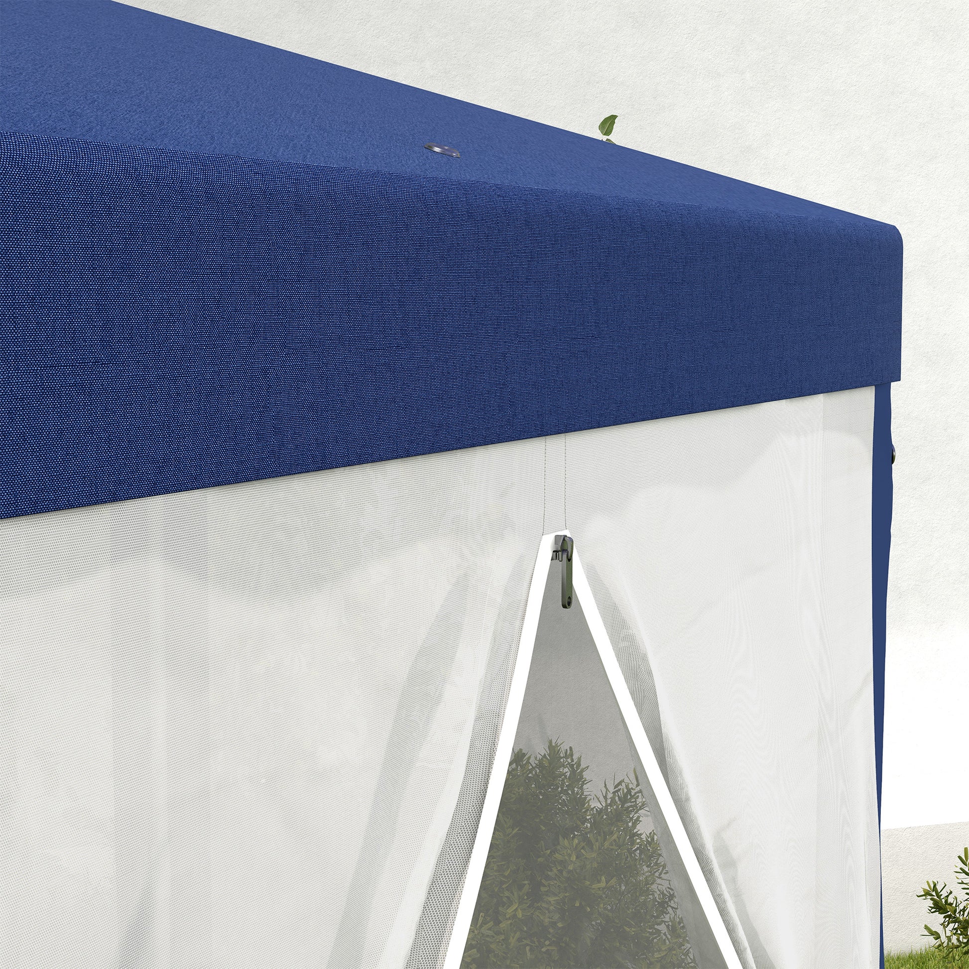 Pavilion 4x3m Hexagonal Water-Repellent Stable Winter-Resistant Pavilion with Mosquito Net Party Tent Garden Gazebo with 6 Side Panels Garden Pavilion for Camping Garden, Blue