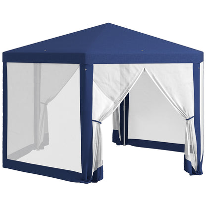 Pavilion 4x3m Hexagonal Water-Repellent Stable Winter-Resistant Pavilion with Mosquito Net Party Tent Garden Gazebo with 6 Side Panels Garden Pavilion for Camping Garden, Blue