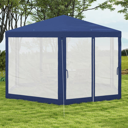 Pavilion 4x3m Hexagonal Water-Repellent Stable Winter-Resistant Pavilion with Mosquito Net Party Tent Garden Gazebo with 6 Side Panels Garden Pavilion for Camping Garden, Blue