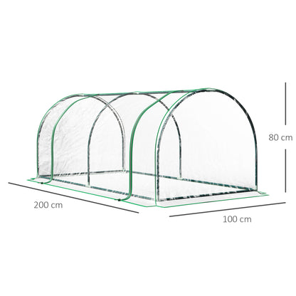 Greenhouse with Roll-up Window, Winterproof Foil Greenhouse Made of Steel, Water-Resistant Greenhouse for Balcony Garden, Tomato Greenhouse with UV Protection 200x100x80cm, Tomato Greenhouse for Vegetables Transparent