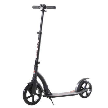 Kids Scooter, Kick Scooter with Shock Absorption, Foldable and Height Adjustable, for Ages 14+, Aluminum, Black, 92.5 x 37.5 x 82-97 cm