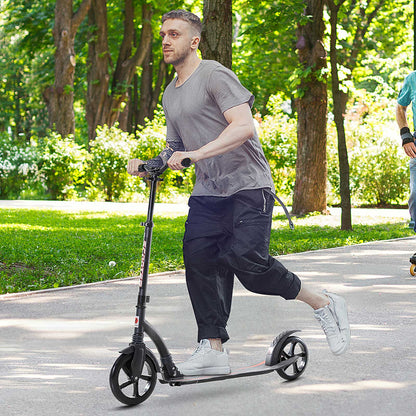 Kids Scooter, Kick Scooter with Shock Absorption, Foldable and Height Adjustable, for Ages 14+, Aluminum, Black, 92.5 x 37.5 x 82-97 cm