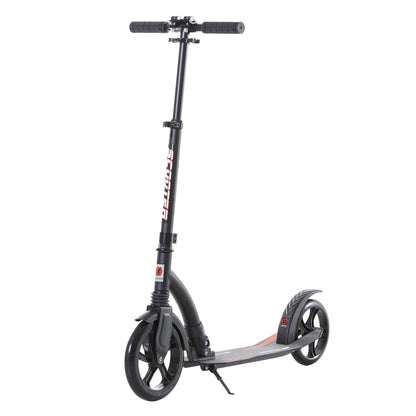 Kids Scooter, Kick Scooter with Shock Absorption, Foldable and Height Adjustable, for Ages 14+, Aluminum, Black, 92.5 x 37.5 x 82-97 cm