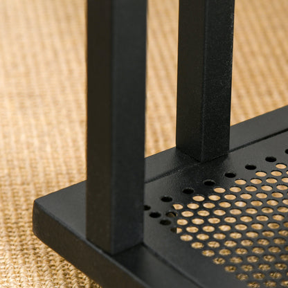 Side Table C-Shape Rolling Cart Serving Trolley Laptop Table Coffee Table Nightstand Bedside Table with Metal Frame Industrial Design Nightstand Black + Walnut Grain 51 x 36 x 65 cm