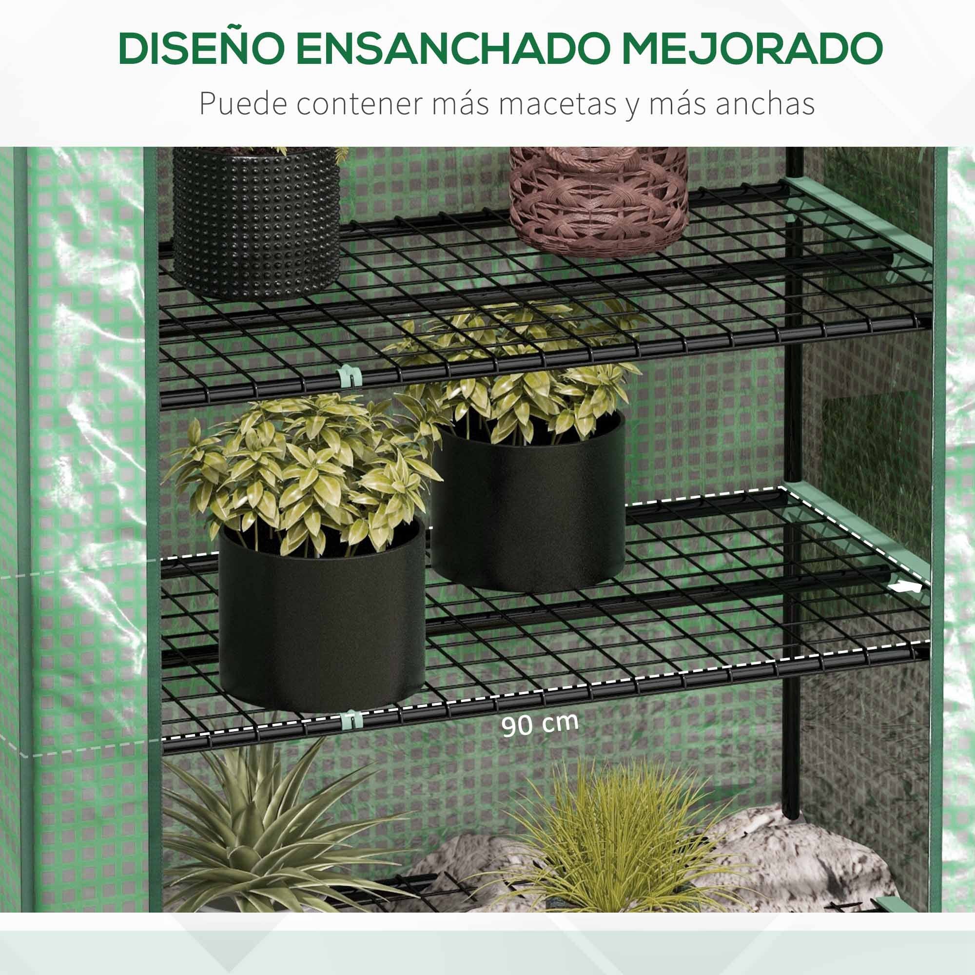 5-Tier Garden Greenhouse Sturdy Greenhouse with 1 Roll-Up Zipper Door Anti-UV Widened Design and Shelves for Plant and Flower Cultivation 90x49x193 cm Green