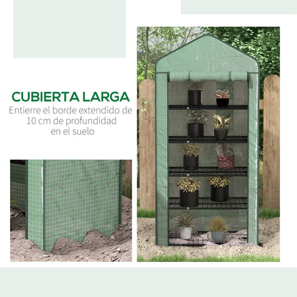 5-Tier Garden Greenhouse Sturdy Greenhouse with 1 Roll-Up Zipper Door Anti-UV Widened Design and Shelves for Plant and Flower Cultivation 90x49x193 cm Green