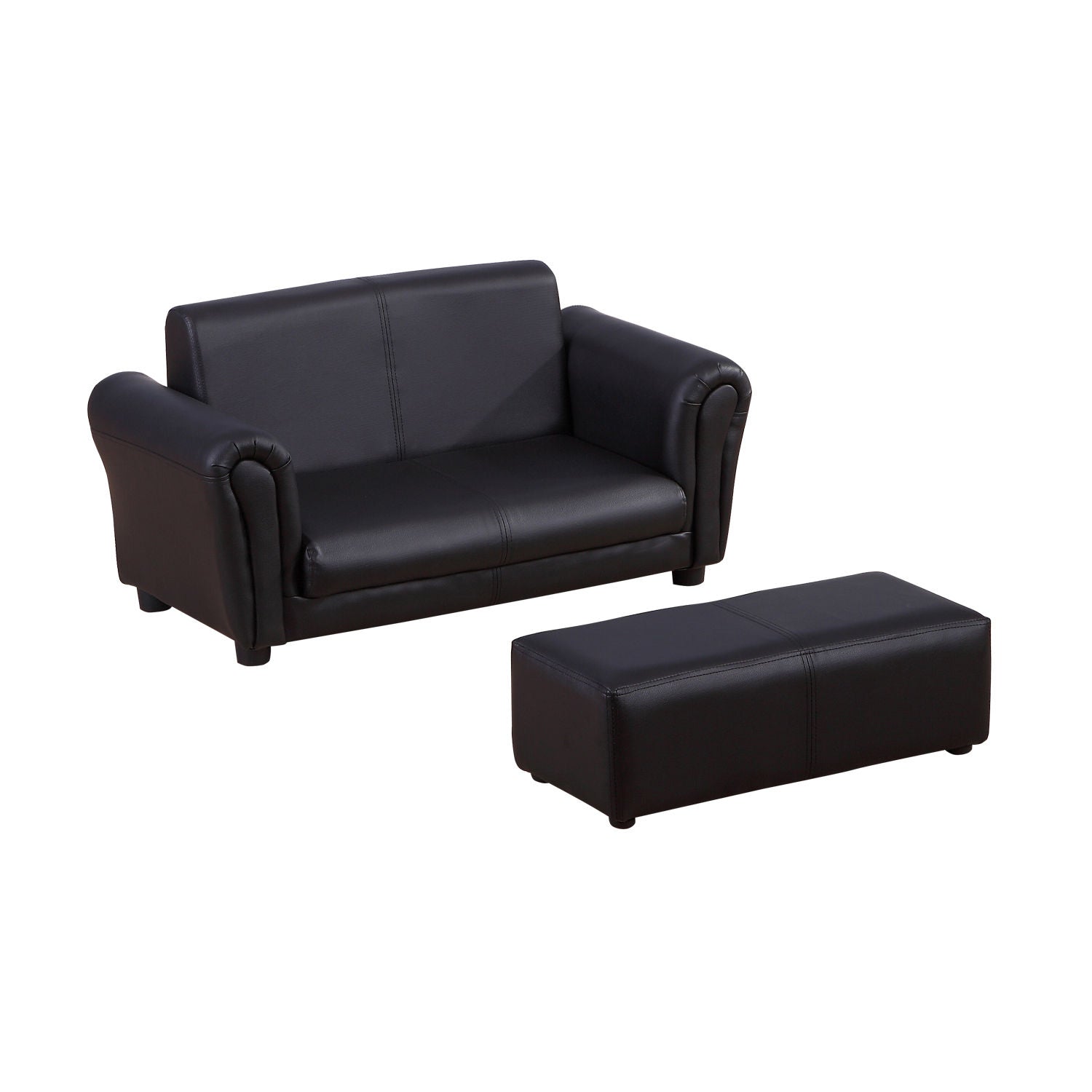 Children's Chair with Footstool, Kids Couch with Stool, Children's Sofa, Sofa Chair, Black, 83 x 42 x 41 cm