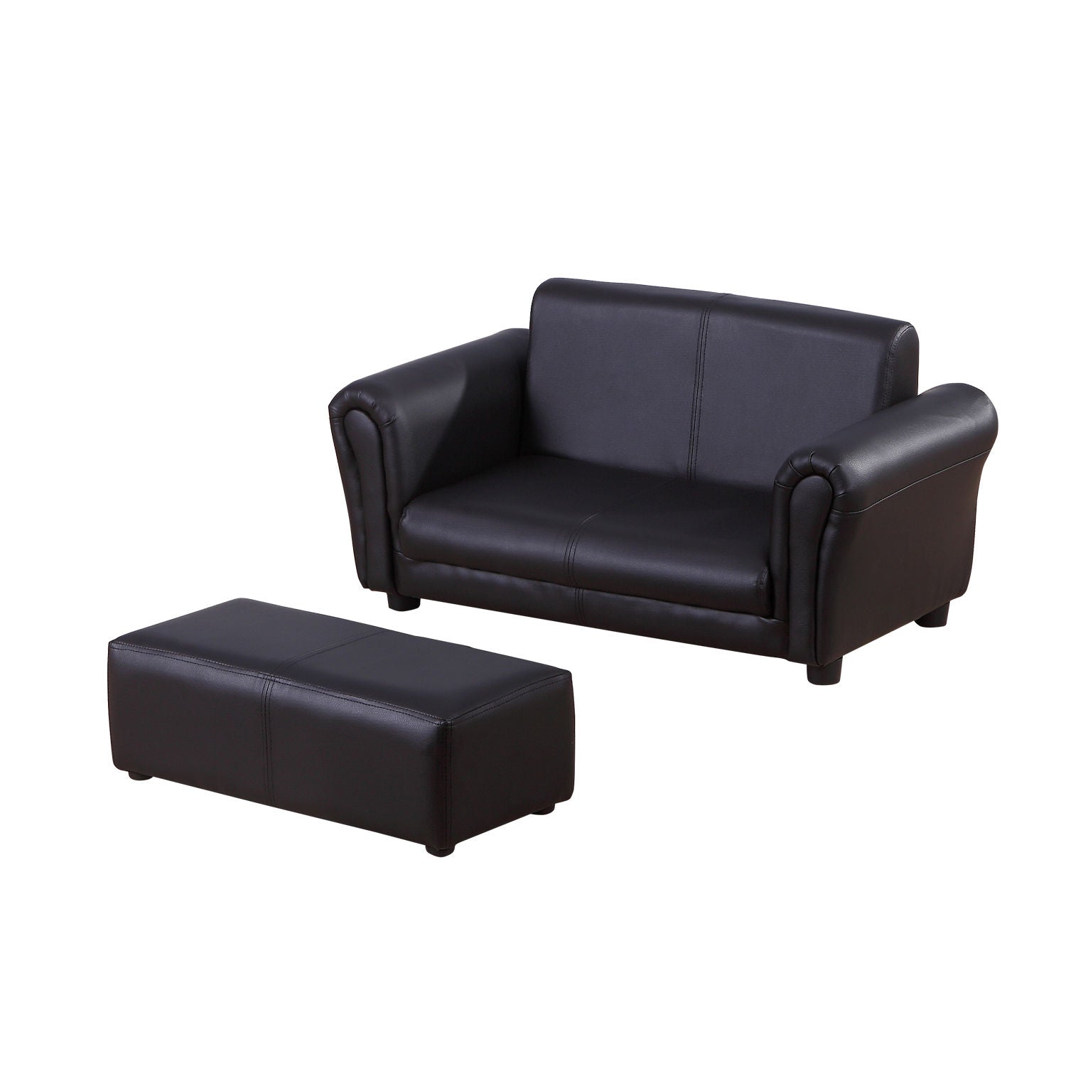 Children's Chair with Footstool, Kids Couch with Stool, Children's Sofa, Sofa Chair, Black, 83 x 42 x 41 cm