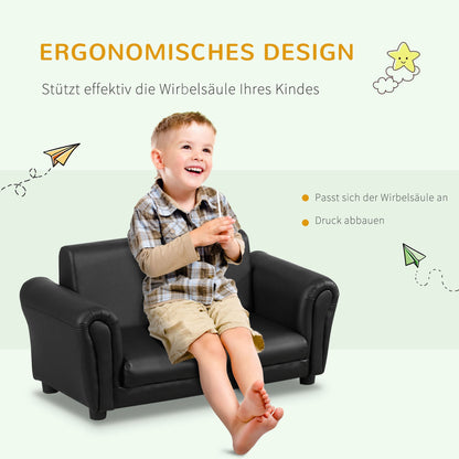Children's Chair with Footstool, Kids Couch with Stool, Children's Sofa, Sofa Chair, Black, 83 x 42 x 41 cm