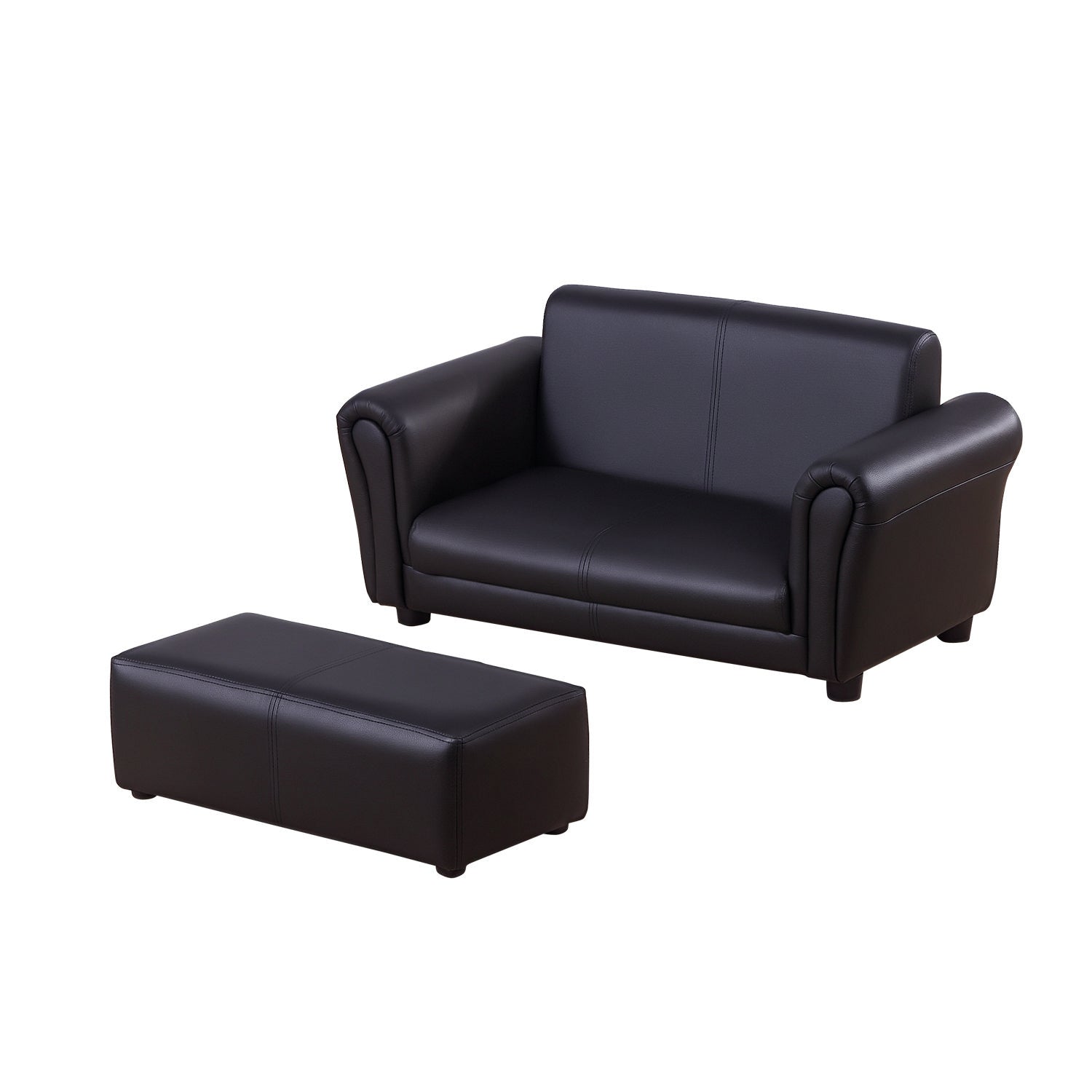 Children's Chair with Footstool, Kids Couch with Stool, Children's Sofa, Sofa Chair, Black, 83 x 42 x 41 cm