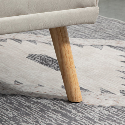 Scandinavian Design 3-Seater Convertible Sofa with Adjustable Reclining Backrest 3-level central backrest foldable 2 cup holders solid wood linen beige