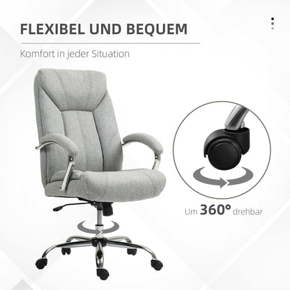 Office Chair with Rocking Function Ergonomic Chair with Padded Armrest Headrest Height Adjustable Desk Chair Swivel Chair with Backrest Nylon Light Grey 65 x 78 x 110-118 cm