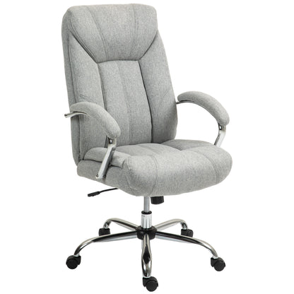 Office Chair with Rocking Function Ergonomic Chair with Padded Armrest Headrest Height Adjustable Desk Chair Swivel Chair with Backrest Nylon Light Grey 65 x 78 x 110-118 cm