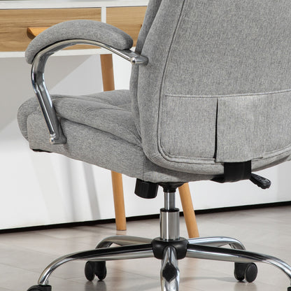Office Chair with Rocking Function Ergonomic Chair with Padded Armrest Headrest Height Adjustable Desk Chair Swivel Chair with Backrest Nylon Light Grey 65 x 78 x 110-118 cm