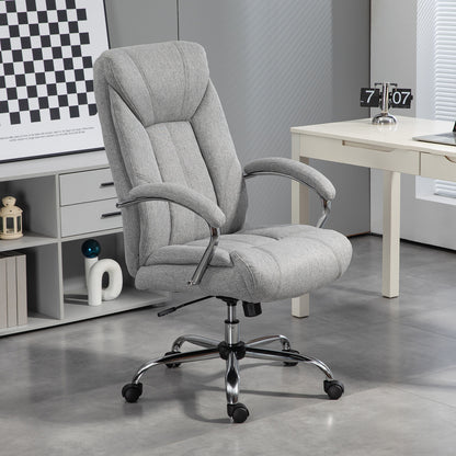 Office Chair with Rocking Function Ergonomic Chair with Padded Armrest Headrest Height Adjustable Desk Chair Swivel Chair with Backrest Nylon Light Grey 65 x 78 x 110-118 cm
