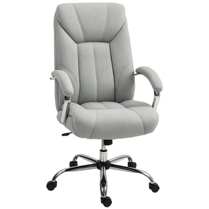 Office Chair with Rocking Function Ergonomic Chair with Padded Armrest Headrest Height Adjustable Desk Chair Swivel Chair with Backrest Nylon Light Grey 65 x 78 x 110-118 cm