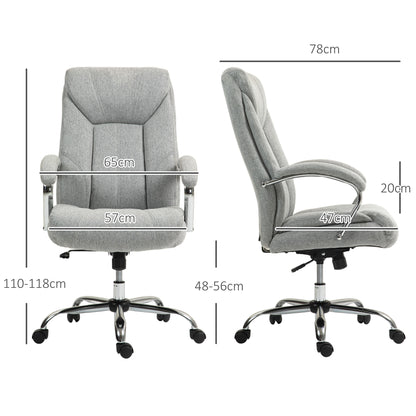 Office Chair with Rocking Function Ergonomic Chair with Padded Armrest Headrest Height Adjustable Desk Chair Swivel Chair with Backrest Nylon Light Grey 65 x 78 x 110-118 cm