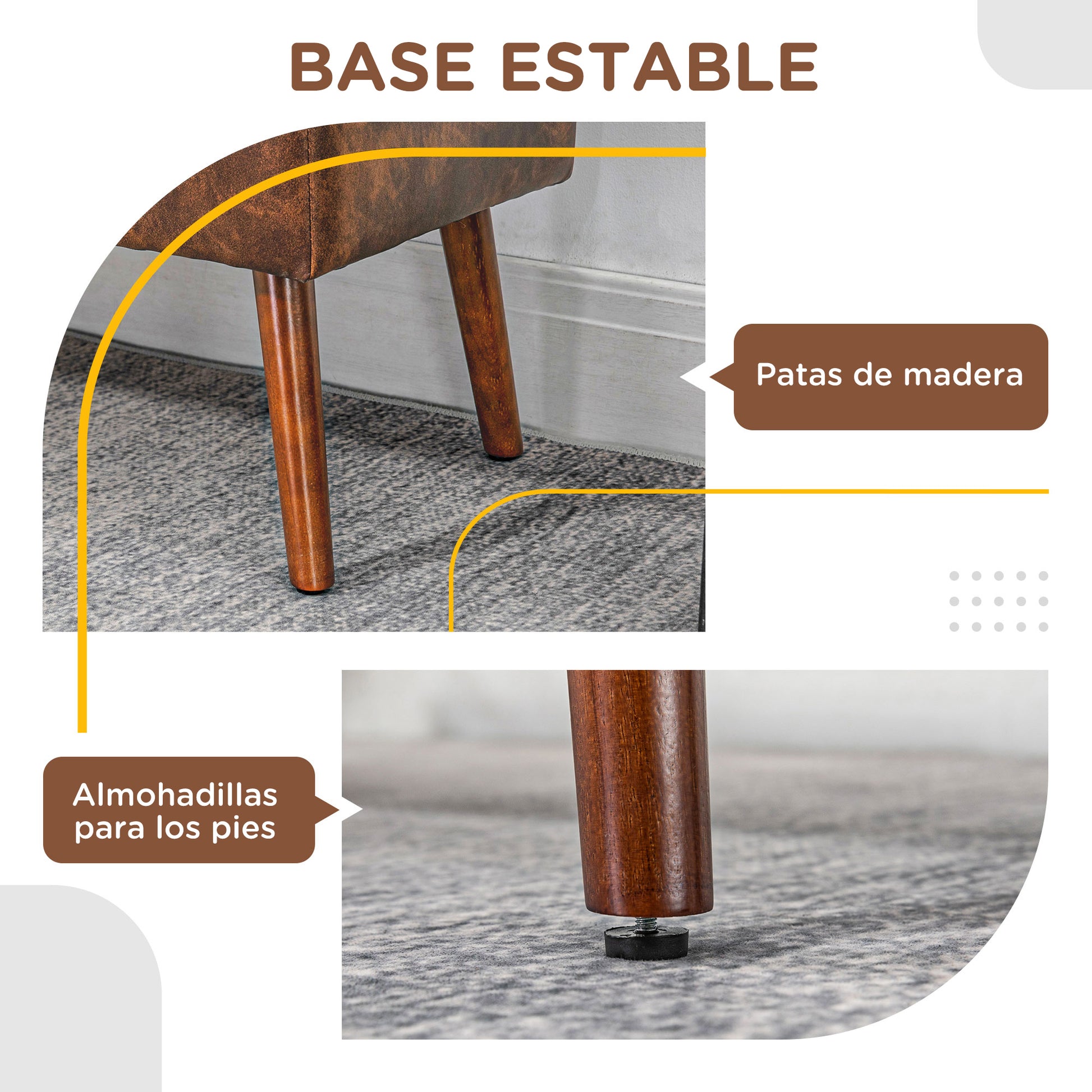 Multifunctional End-of-Bed Bench Classic Bedroom Bench with Wooden Legs and Padded Seat 120 kg Load Capacity for Entryway Hallway 114x38x42 cm Brown
