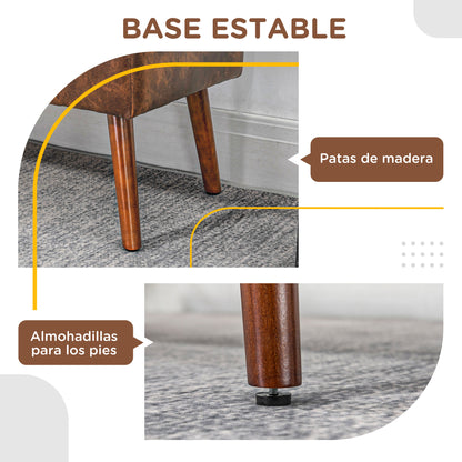 Multifunctional End-of-Bed Bench Classic Bedroom Bench with Wooden Legs and Padded Seat 120 kg Load Capacity for Entryway Hallway 114x38x42 cm Brown