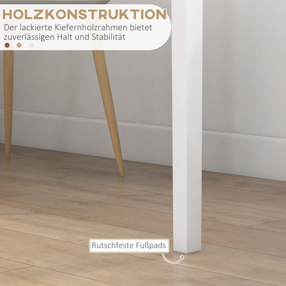 Dining Table Kitchen Table Square Dining Table for 2 People, Living Room Table Made of Solid Wood, for Kitchen, Dining Room, White, 75 x 75 x 76 cm