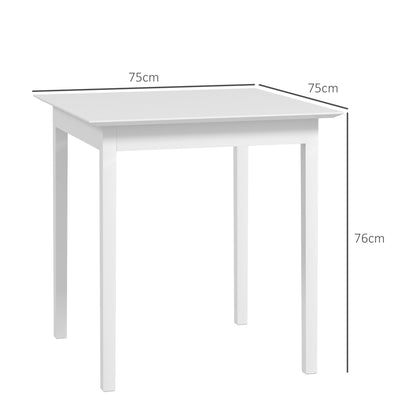 Dining Table Kitchen Table Square Dining Table for 2 People, Living Room Table Made of Solid Wood, for Kitchen, Dining Room, White, 75 x 75 x 76 cm