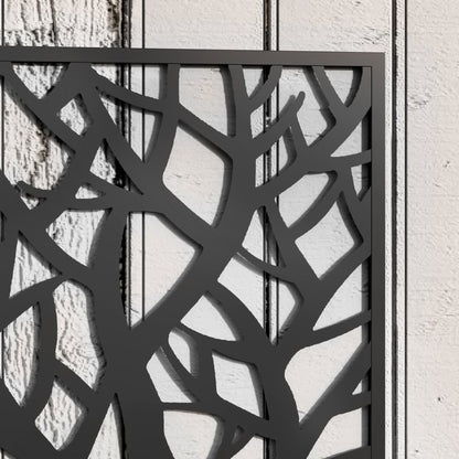 Large Outdoor Metal Planter Planter with Decorative Leaf Privacy Screen Wall or Freestanding Planter for Patio Terrace 61x23x113 cm Black