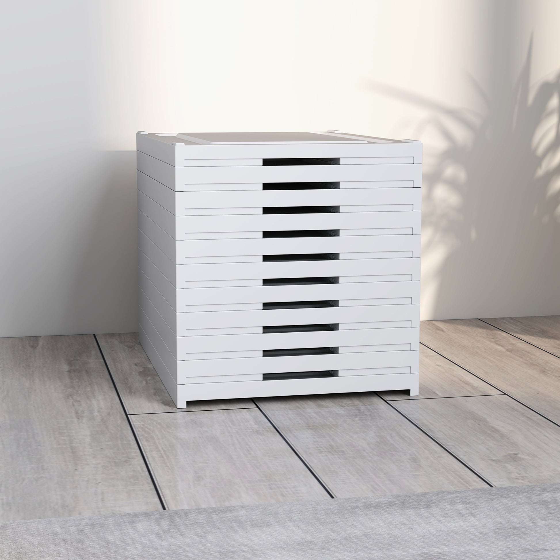Set of 10 foldable shoe boxes, stackable plastic shoe storage boxes with lids, shoe storage for up to size 43, white, 26x35x174cm