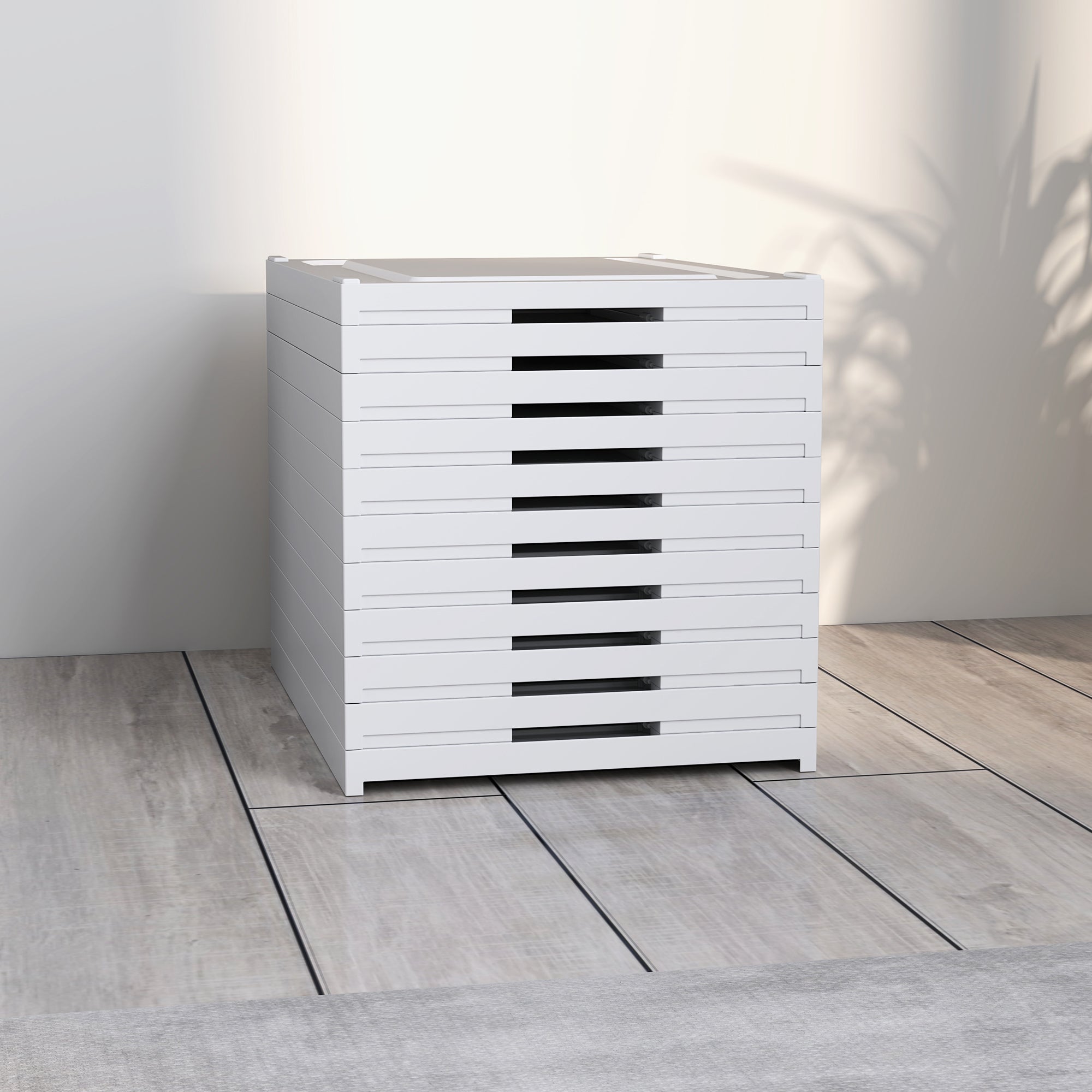Set of 10 foldable shoe boxes, stackable plastic shoe storage boxes with lids, shoe storage for up to size 43, white, 26x35x174cm