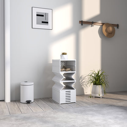 Set of 10 foldable shoe boxes, stackable plastic shoe storage boxes with lids, shoe storage for up to size 43, white, 26x35x174cm