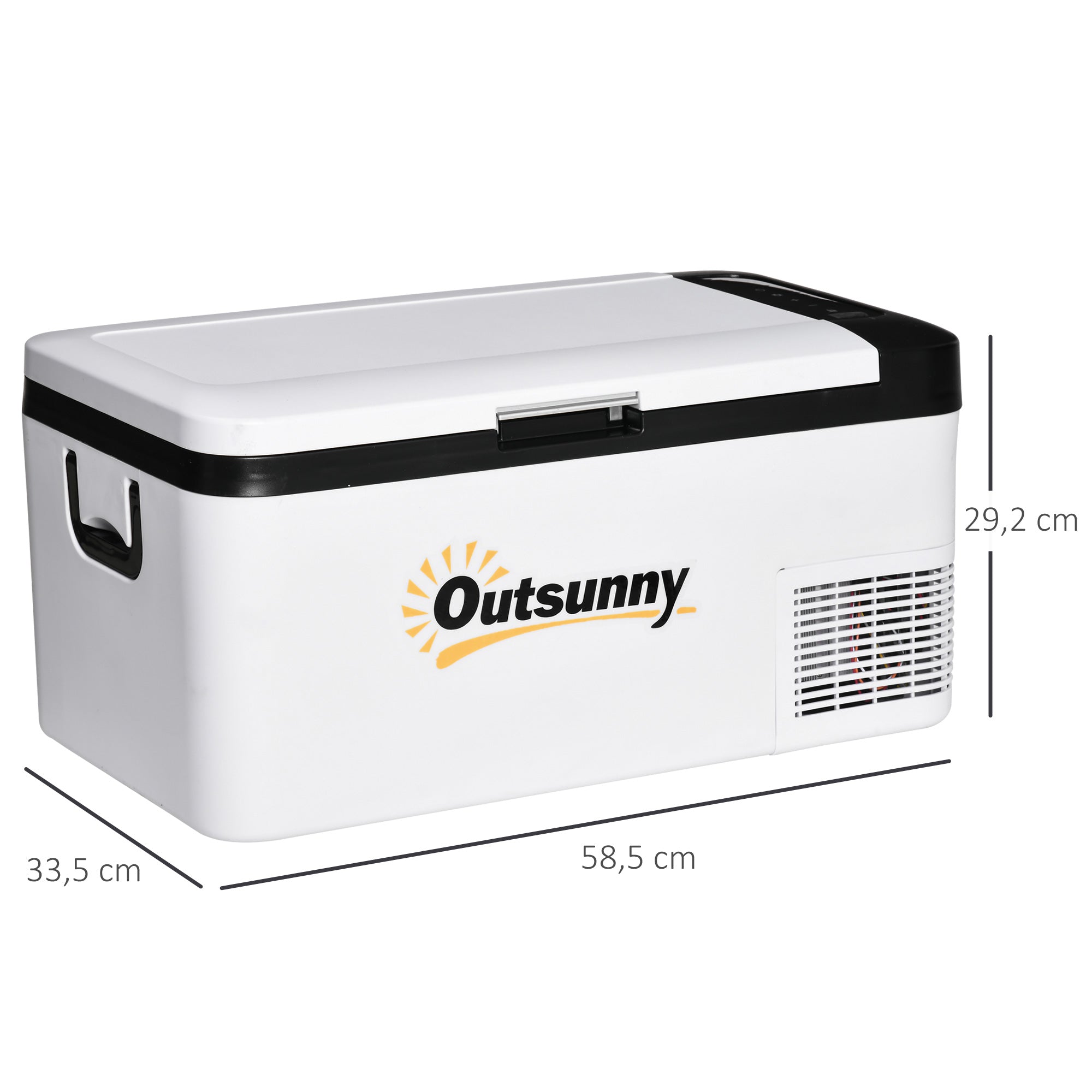 Portable Electric Cooler 18L 12/24V up to -20°C Fridge and Compressor Freezer for Car with LED Light and Foldable Handles Low Energy Consumption for Home Camping 58.5x33.5x29.2 cm White
