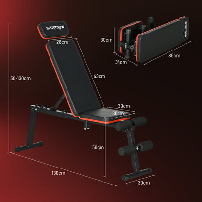 SPORTNOW Adjustable Backrest Weight Bench 5 Levels Multifunctional Dumbbell Bench Padded Seat Synthetic Leather Coating Black