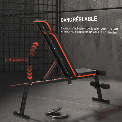 SPORTNOW Adjustable Backrest Weight Bench 5 Levels Multifunctional Dumbbell Bench Padded Seat Synthetic Leather Coating Black