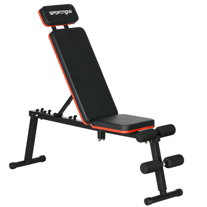 SPORTNOW Adjustable Backrest Weight Bench 5 Levels Multifunctional Dumbbell Bench Padded Seat Synthetic Leather Coating Black